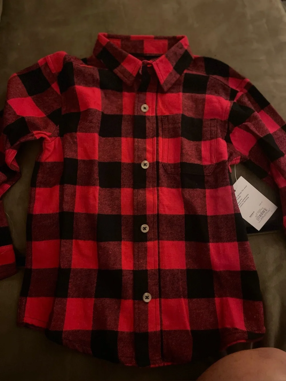 NWT Carter's Red and Black Buffalo Plaid Button-Down Shirt
